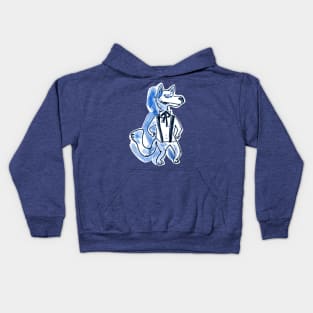 handsome funny wolf cartoon Kids Hoodie